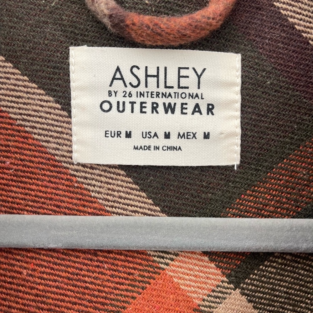 Ashley By 26 International Orange Brown Plaid Utility Jacket - Picture 3 of 7